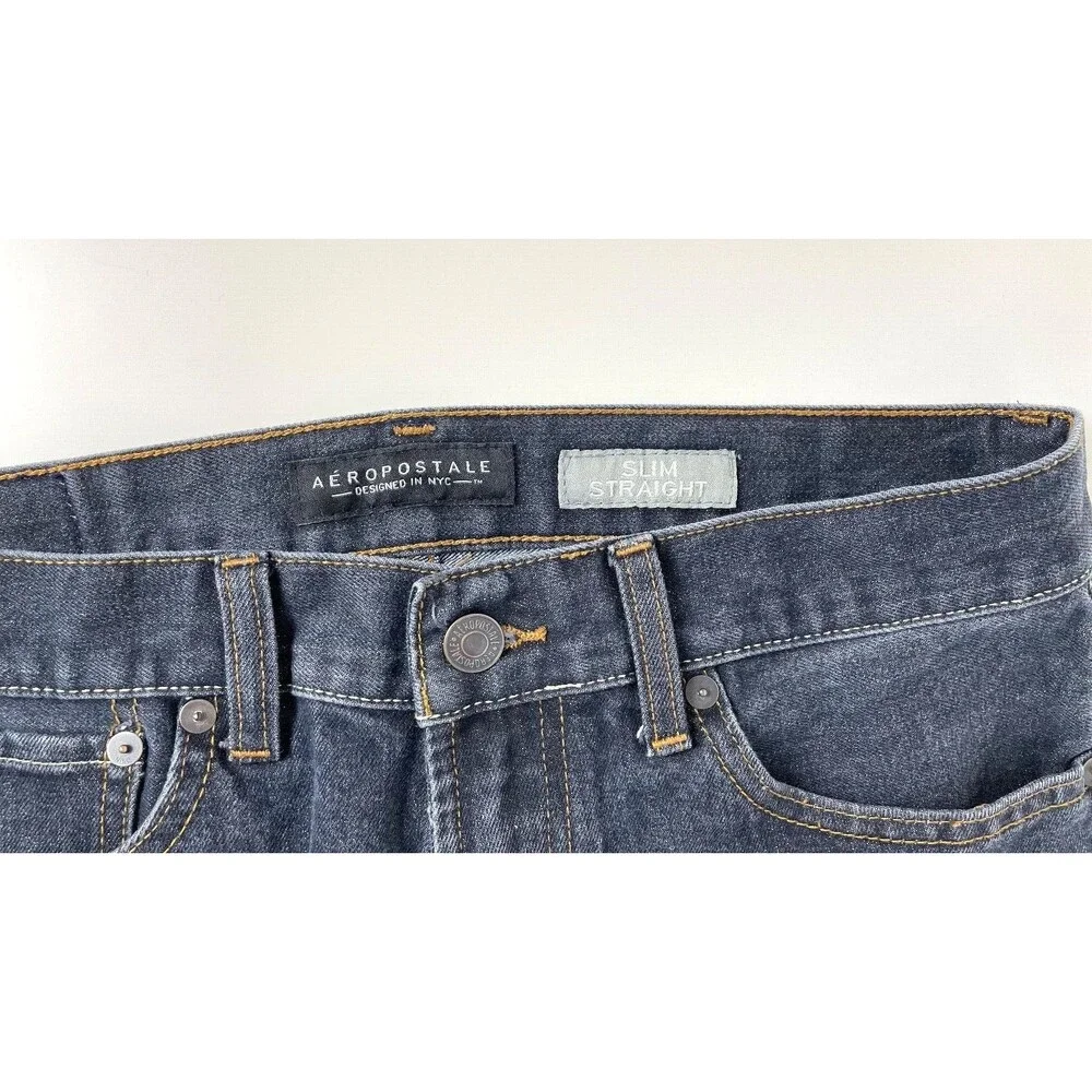 Aeropostale Jeans Slim Straight Fit Dark Wash - Men's Size 29Wx30L (J1)